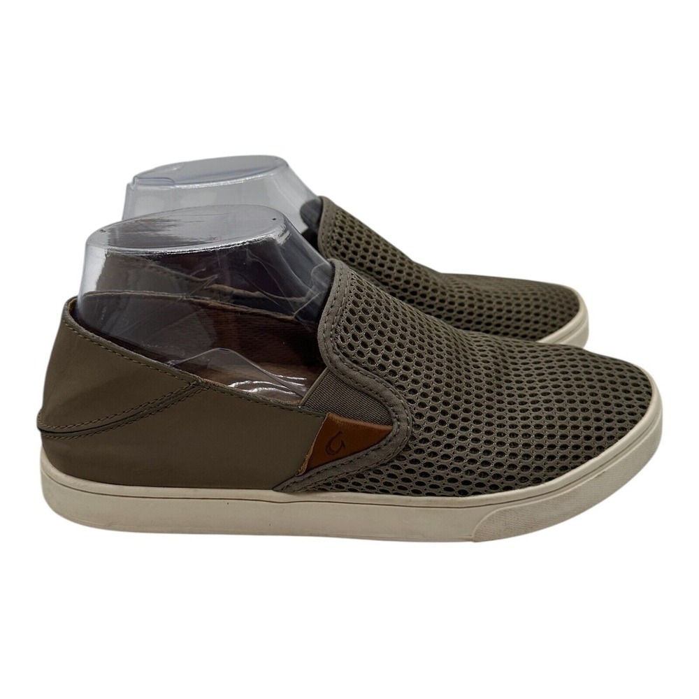 Olukai Pehuea Mesh Slip On Shoes Women's Size 7.5 Beige Tan Loafers 20271-1010